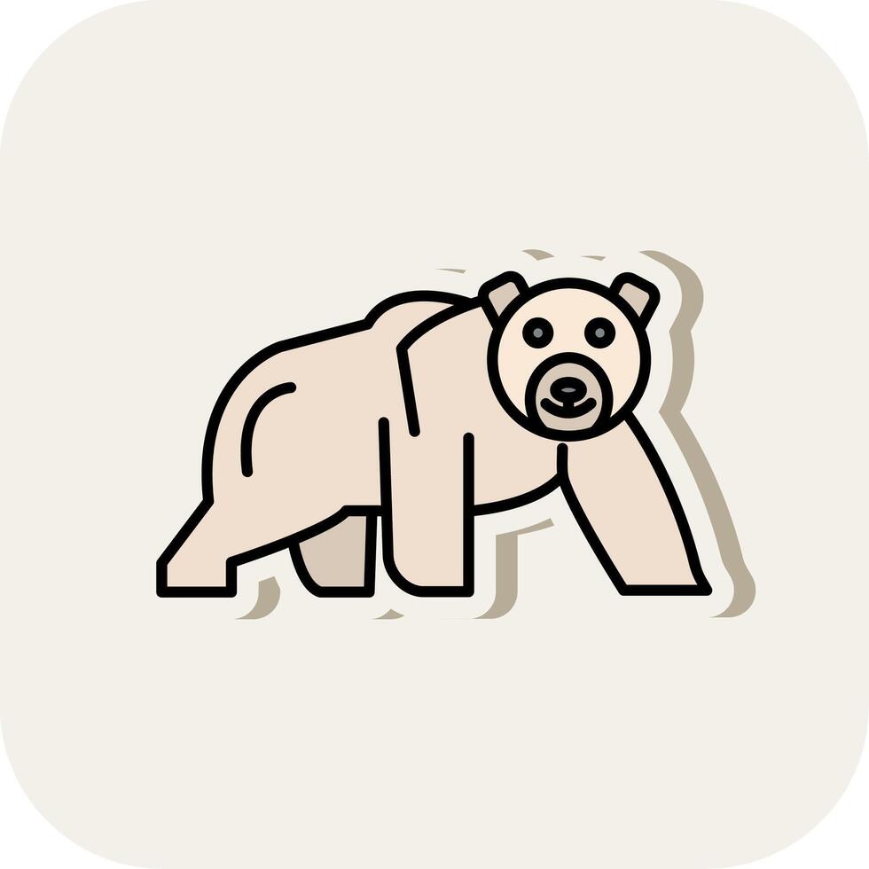 polar Urso linha preenchidas branco sombra ícone vetor