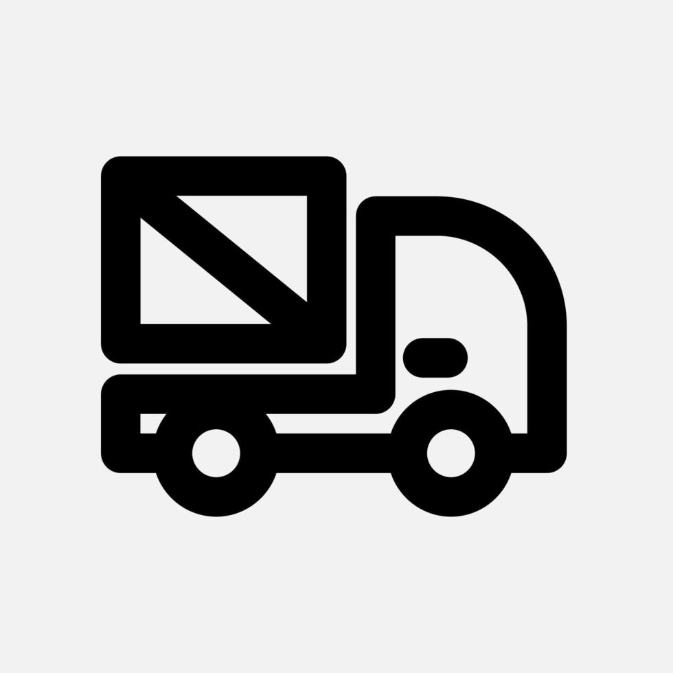 ícone de vetor de um caminhão de carga de estilo contorno