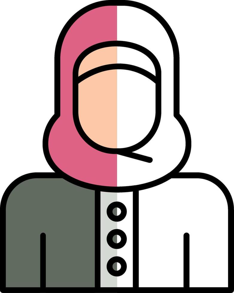 islâmico mulher preenchidas metade cortar ícone vetor