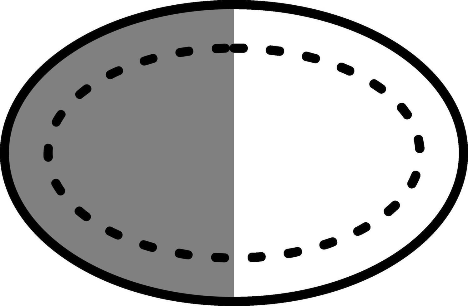 oval preenchidas metade cortar ícone vetor