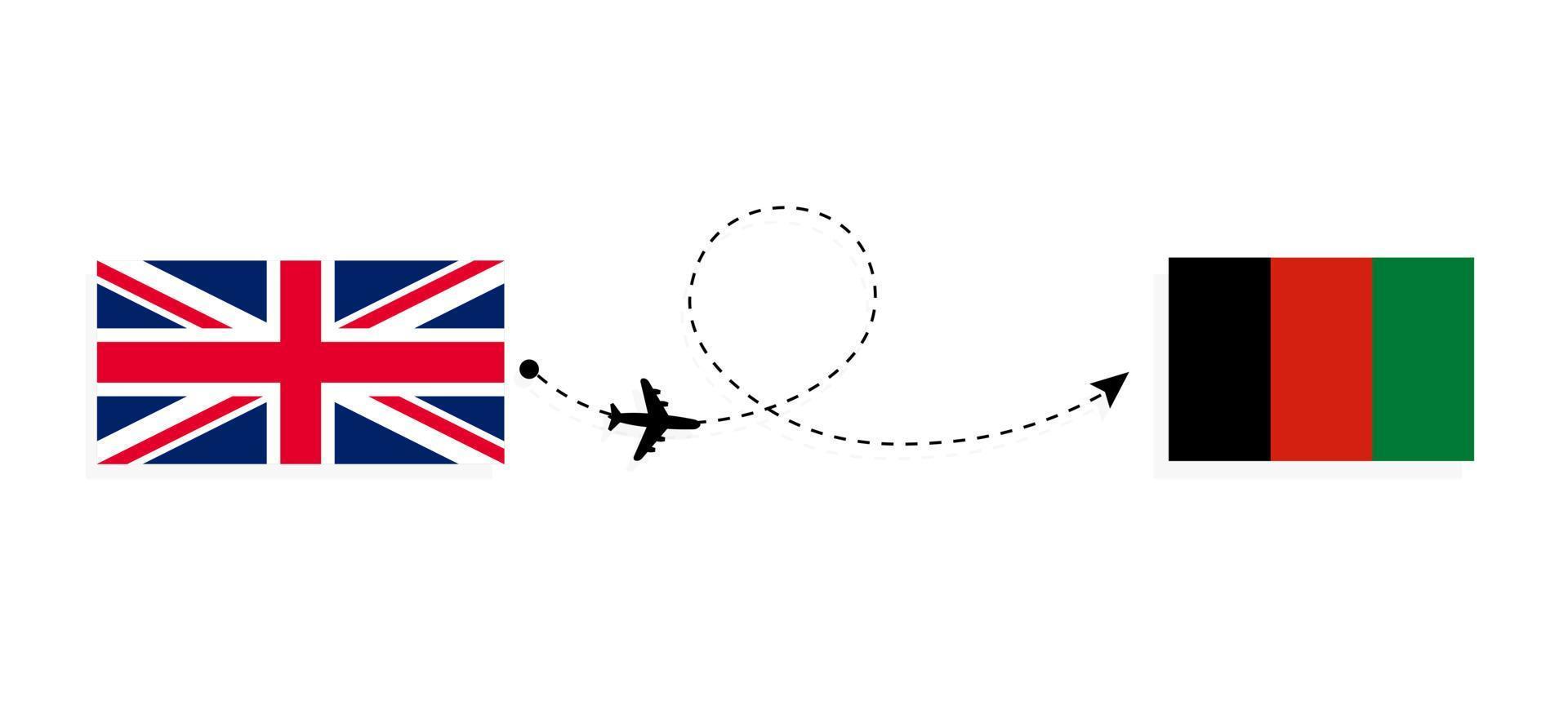voo e viagem do Reino Unido da Grã-Bretanha para o Afeganistão pelo conceito de viagem de avião de passageiros vetor