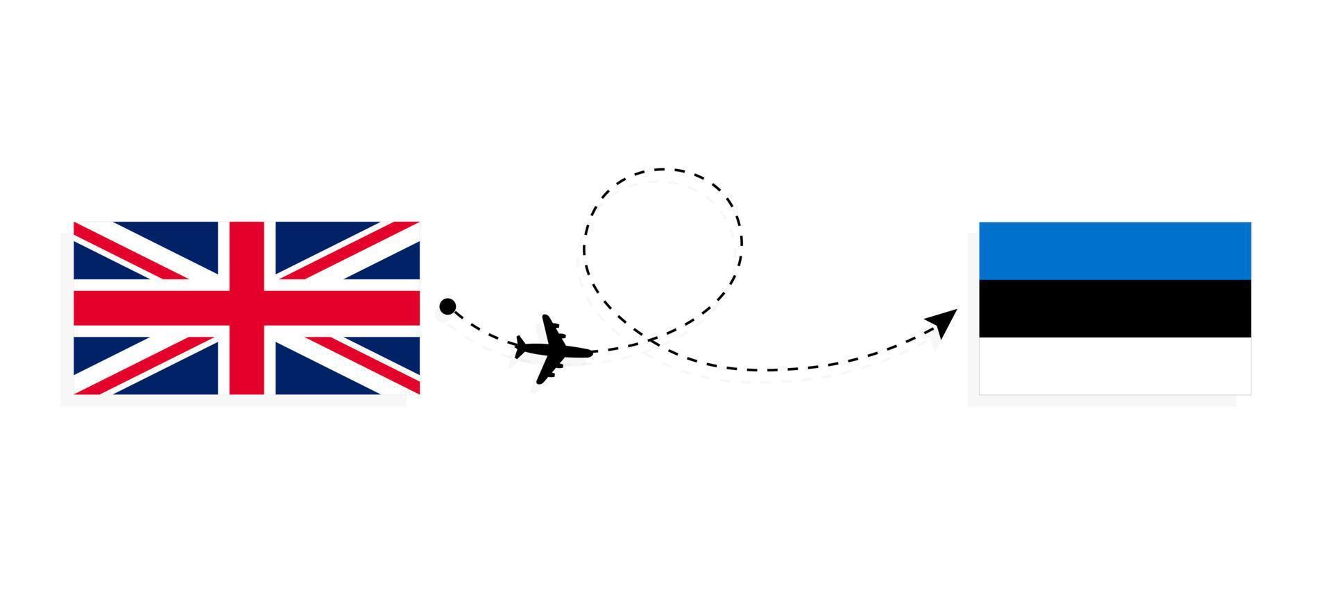 voo e viagem do Reino Unido da Grã-Bretanha para a Estônia pelo conceito de viagem de avião de passageiros vetor