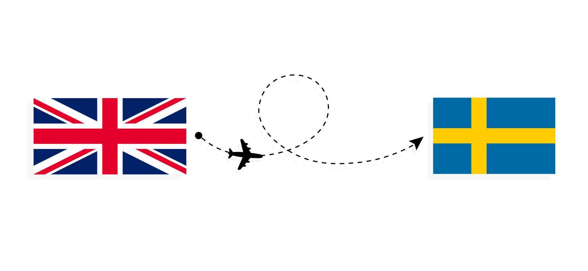 voo e viagens do Reino Unido da Grã-Bretanha para a Suécia pelo conceito de viagens de avião de passageiros vetor