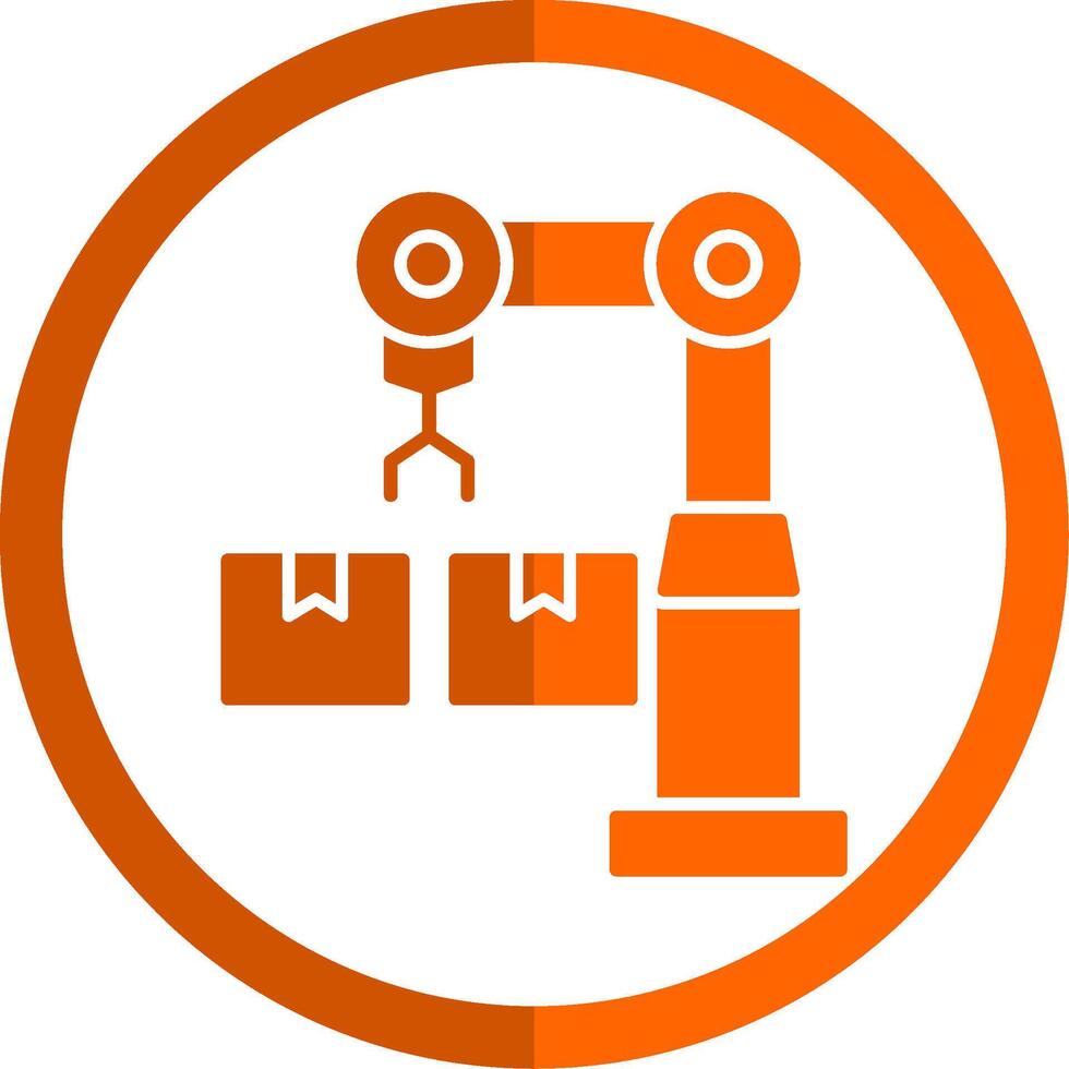 industrial robô glifo laranja círculo ícone vetor