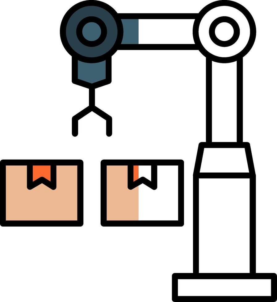 industrial robô preenchidas metade cortar ícone vetor