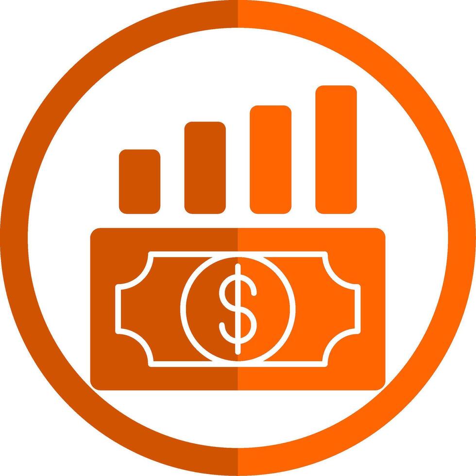 dinheiro crescimento glifo laranja círculo ícone vetor