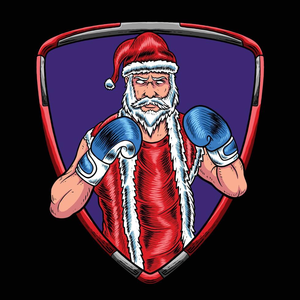 Papai Noel de Natal com roupa de campeão de boxe vetor
