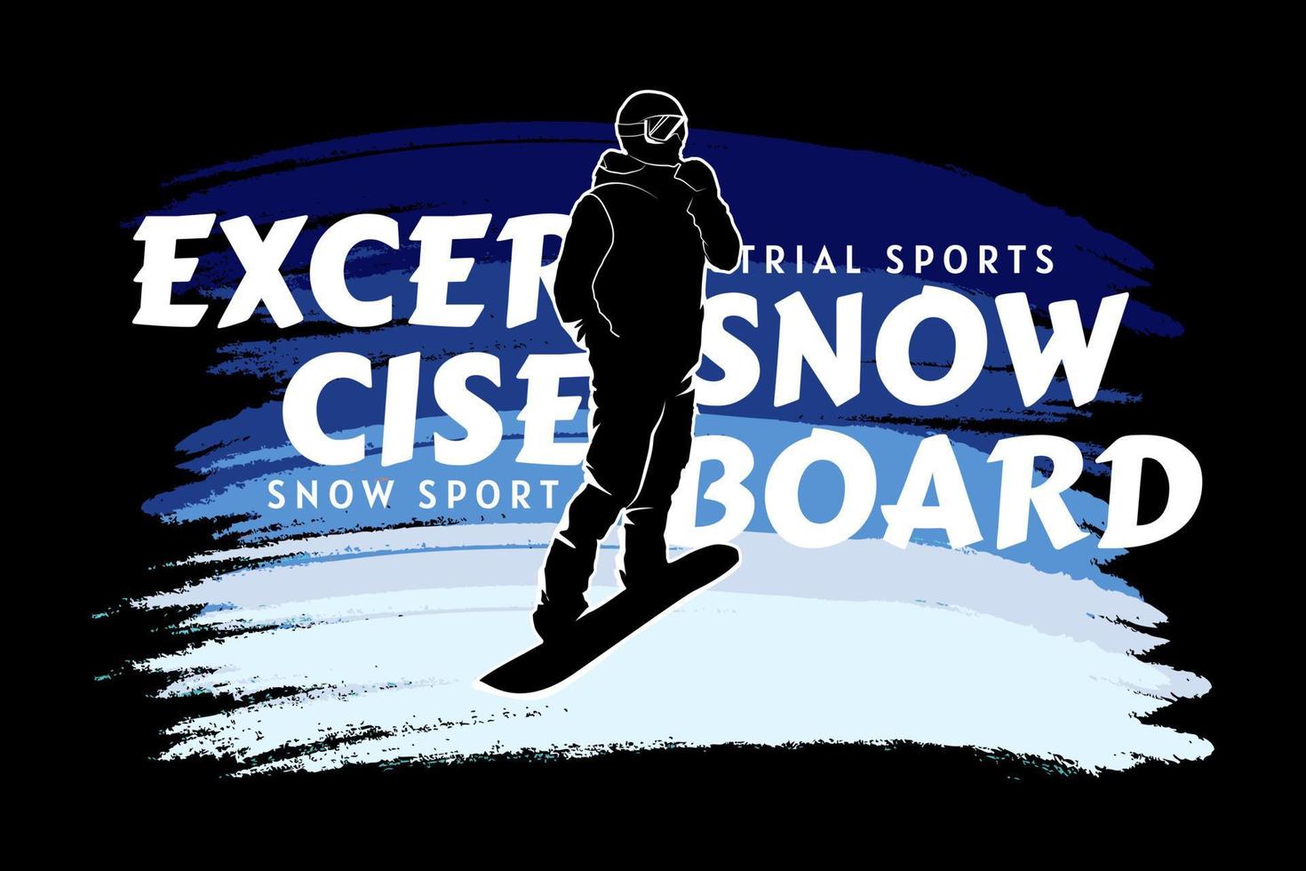 exercício snowboard silhueta design retro vetor