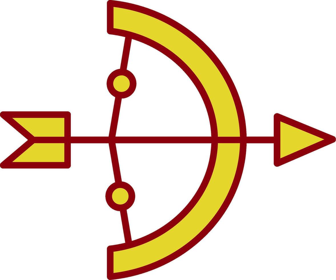ícone de duas cores de linha de tiro com arco vetor