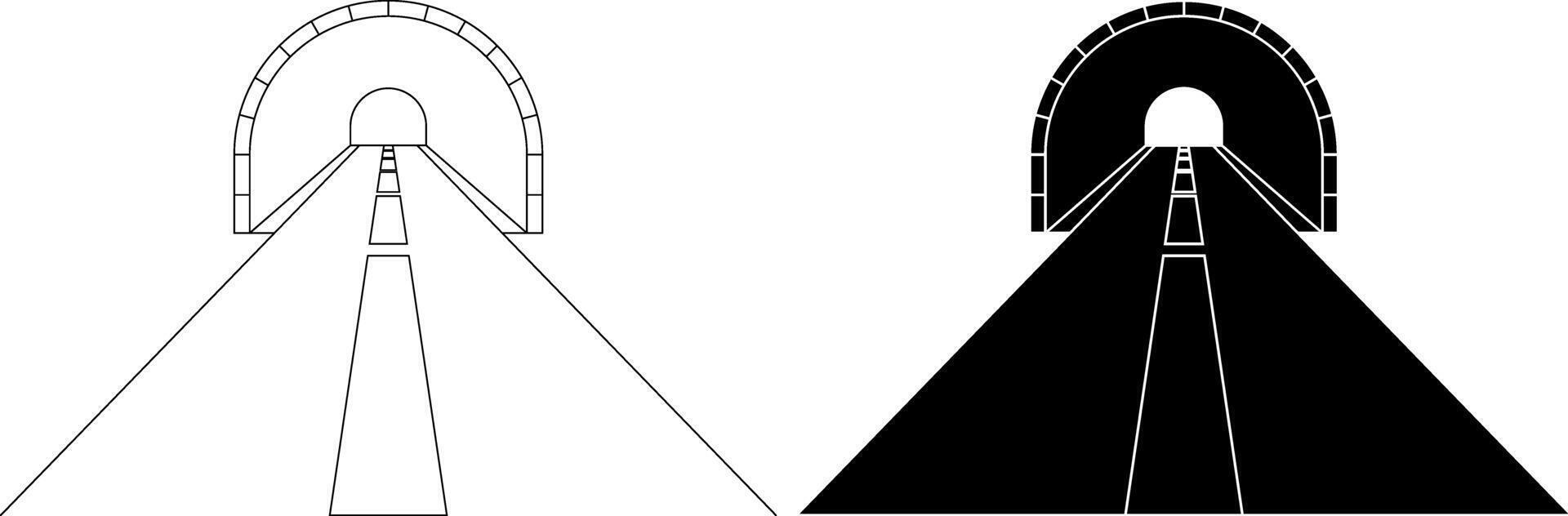 esboço silhueta túnel ícone conjunto vetor