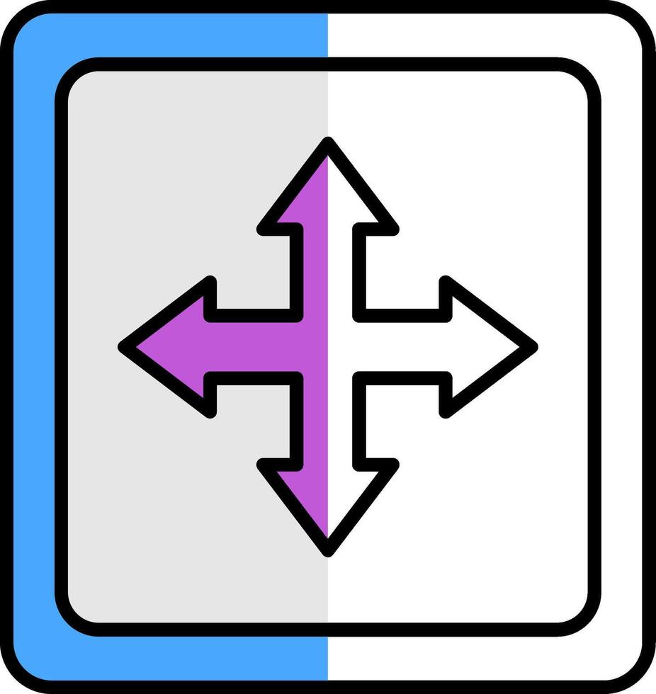 Cruz símbolo preenchidas metade cortar ícone vetor