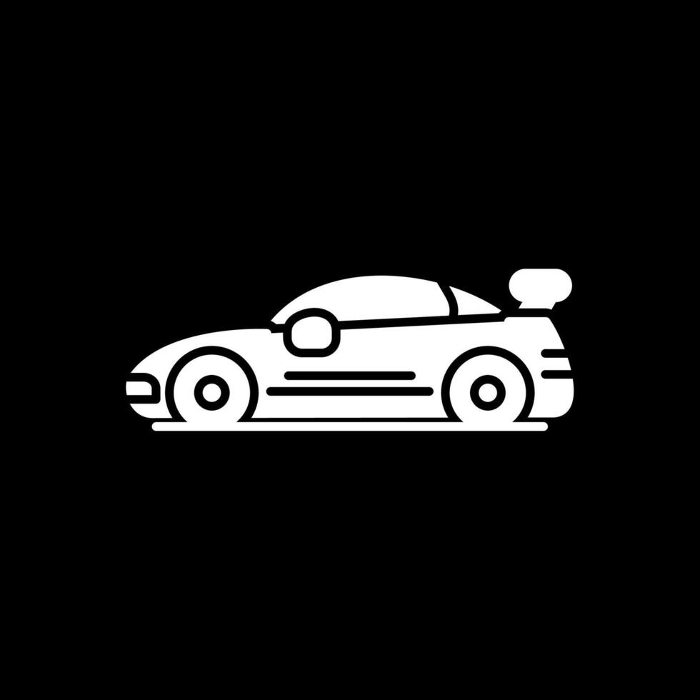 ícone invertido de glifo de carro esportivo vetor