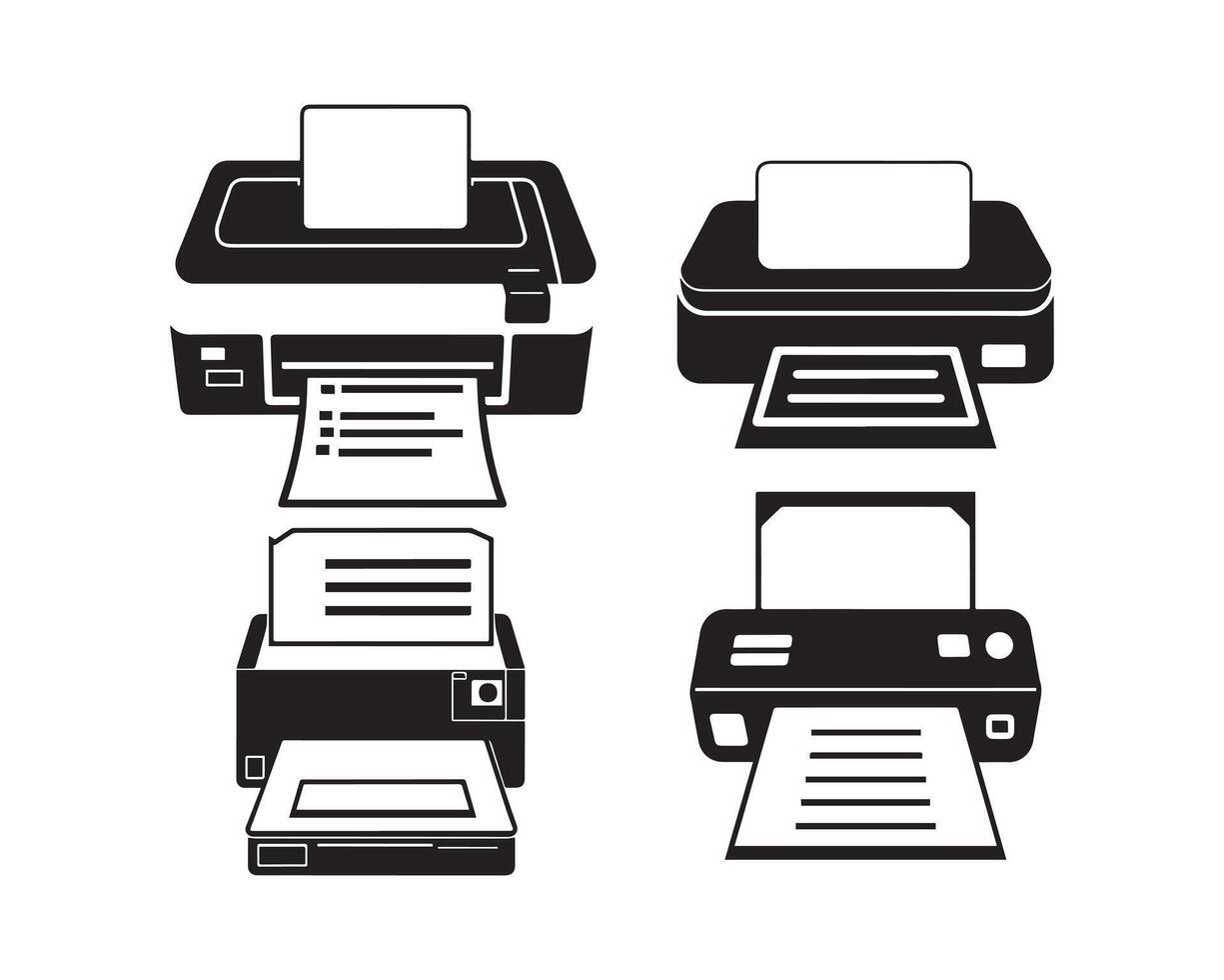 impressora silhueta ícone gráfico logotipo Projeto vetor