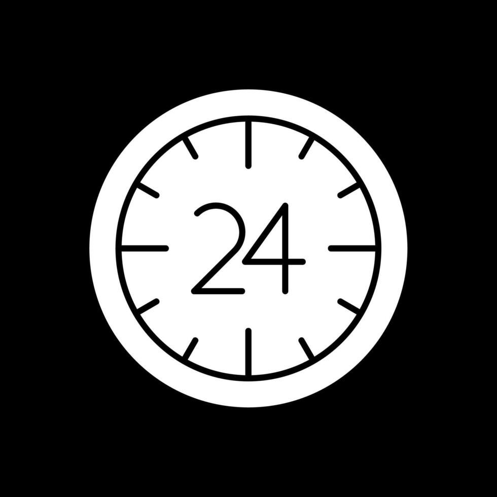 ícone invertido de glifo de 24 horas vetor