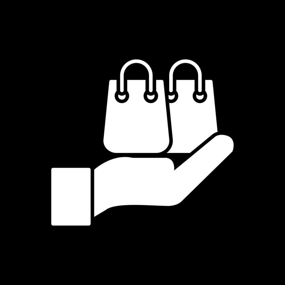 ícone invertido de glifo de sacola de compras vetor
