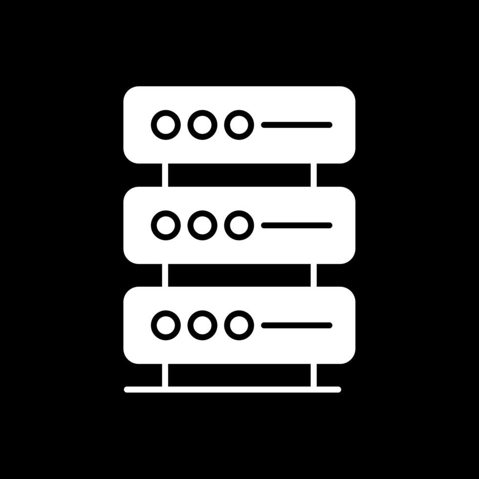 ícone invertido de glifo de banco de dados vetor