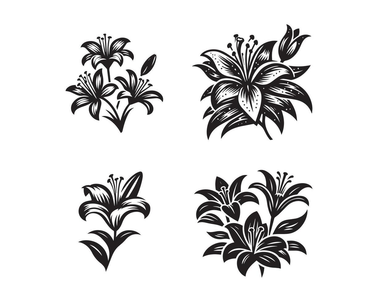 lírio flores silhueta ícone gráfico logotipo Projeto vetor