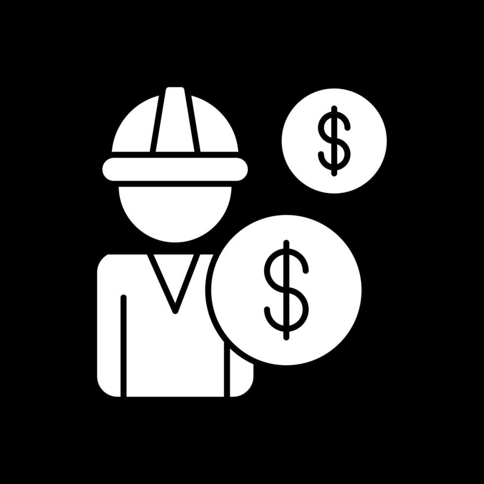 ícone invertido de glifo de salário vetor