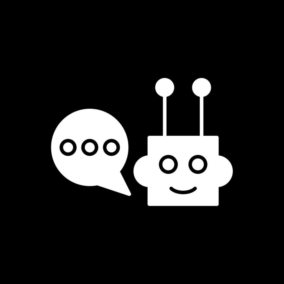 chatbot glifo invertido ícone vetor
