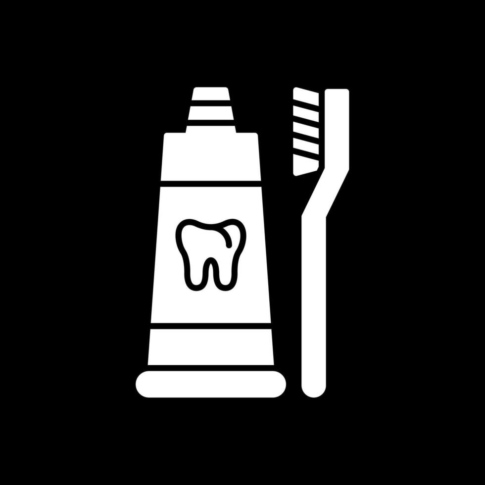 ícone invertido de glifo de pasta de dente vetor