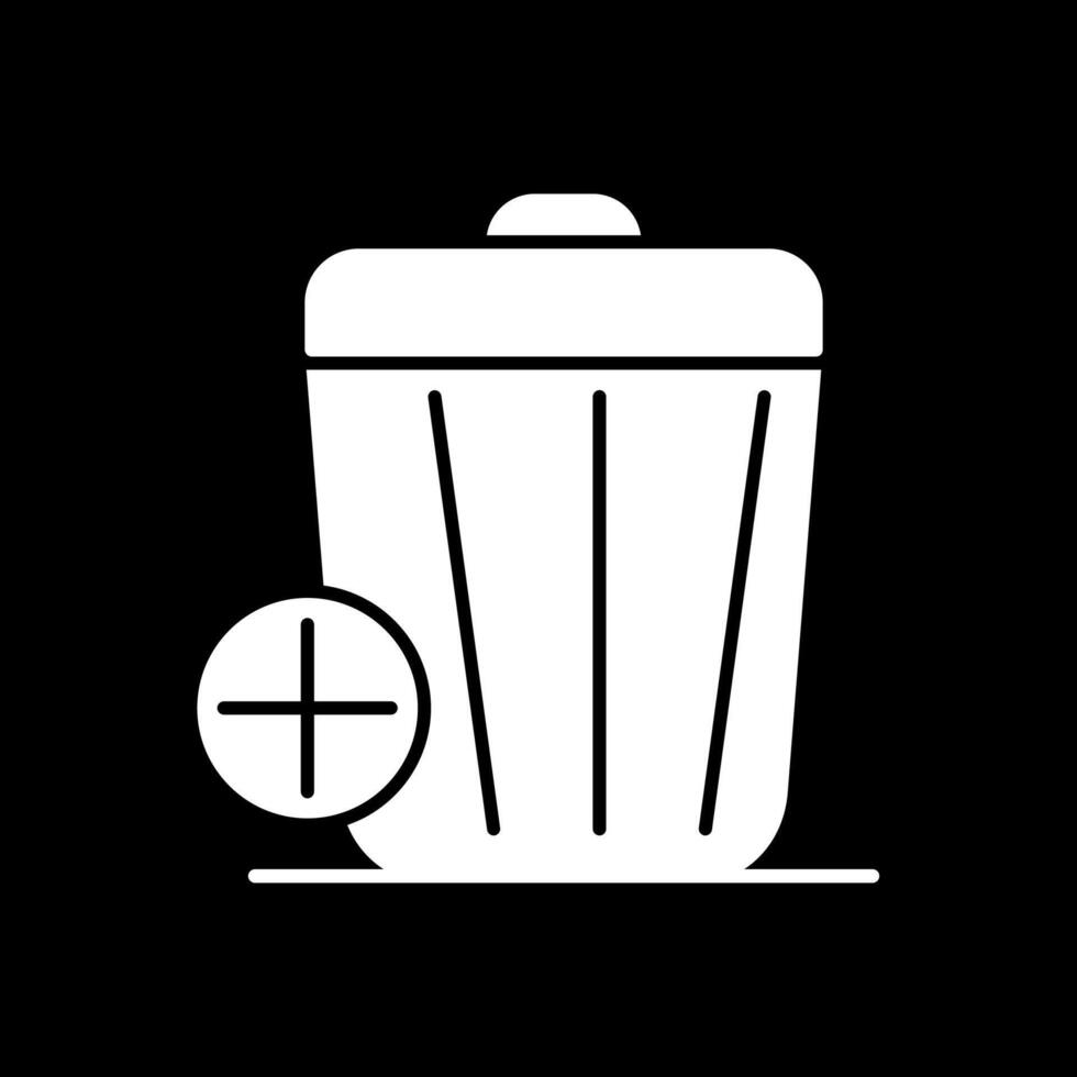 ícone invertido de glifo de lixo vetor