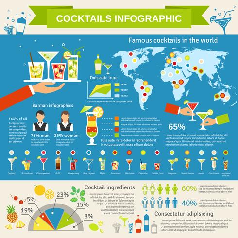 Apresentação de infográfico de consumo de coquetéis vetor