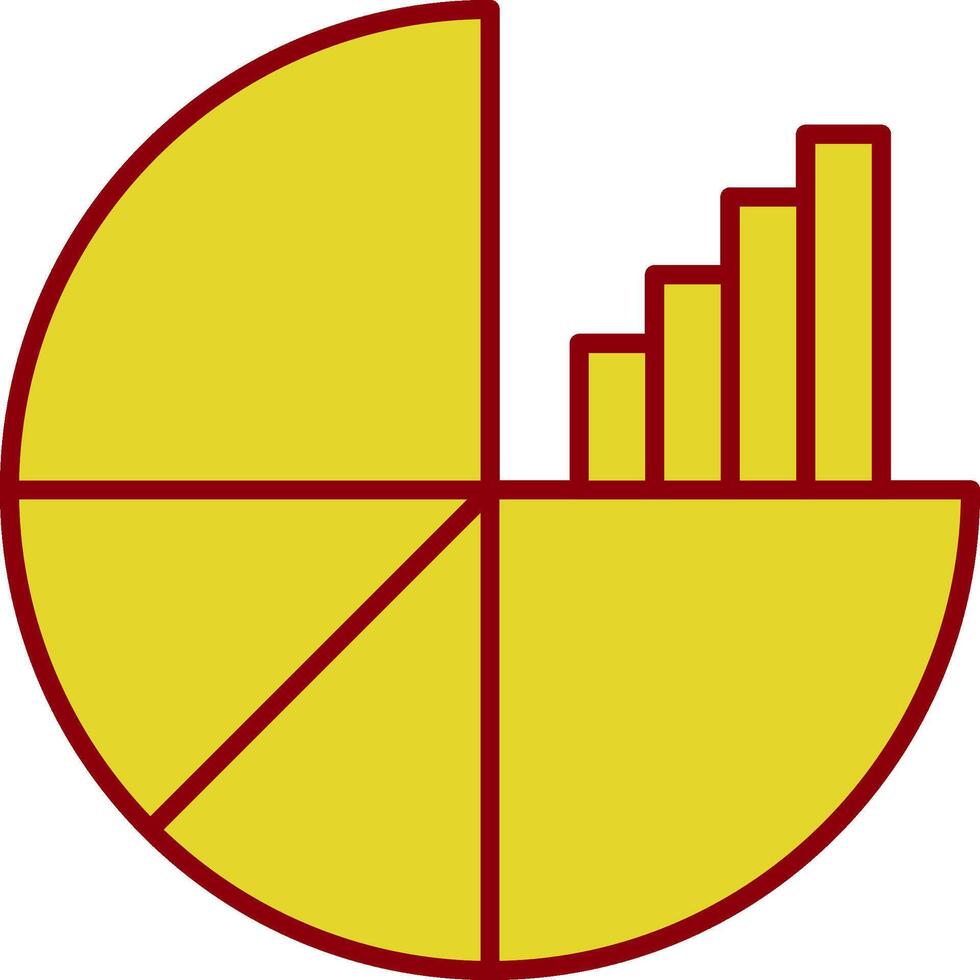 ícone de duas cores da linha do gráfico de pizza vetor