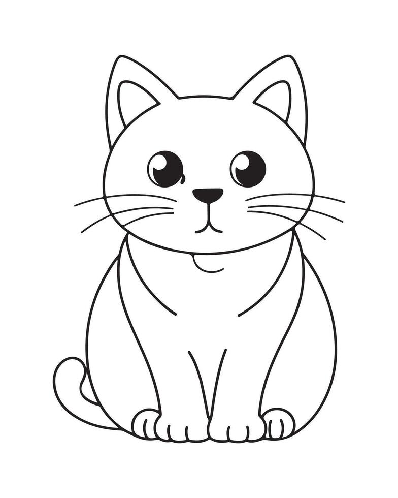 fofa gato coloração Páginas, gato ilustração, lindo gato Preto e branco vetor