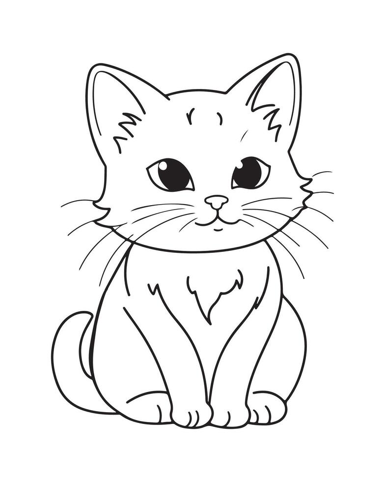 fofa gato coloração Páginas, gato ilustração, lindo gato Preto e branco vetor