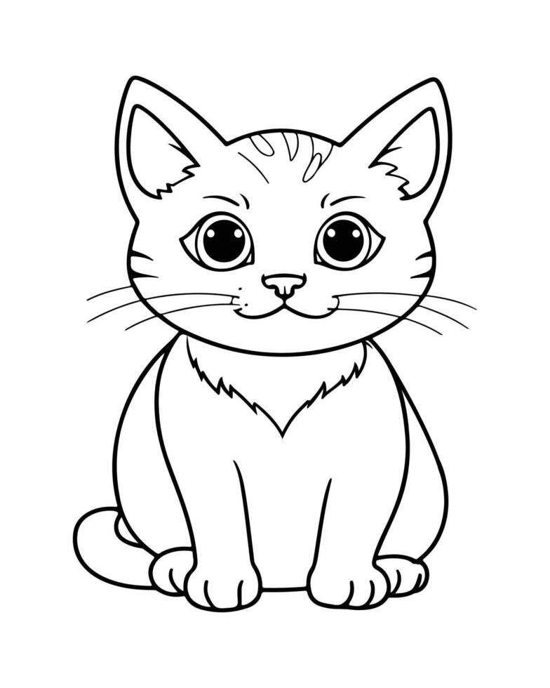 fofa gato coloração Páginas, gato ilustração, lindo gato Preto e branco vetor