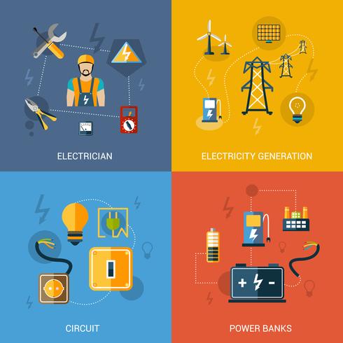 Conjunto plano de eletricidade vetor