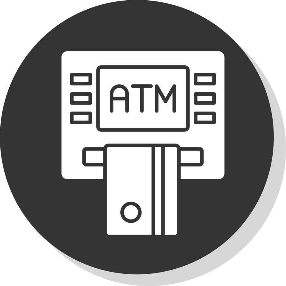 atm máquina glifo cinzento círculo ícone vetor