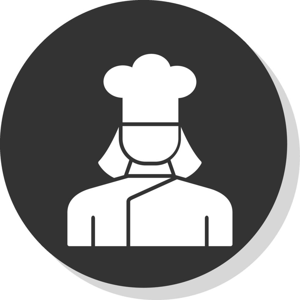 senhora chefe de cozinha glifo cinzento círculo ícone vetor