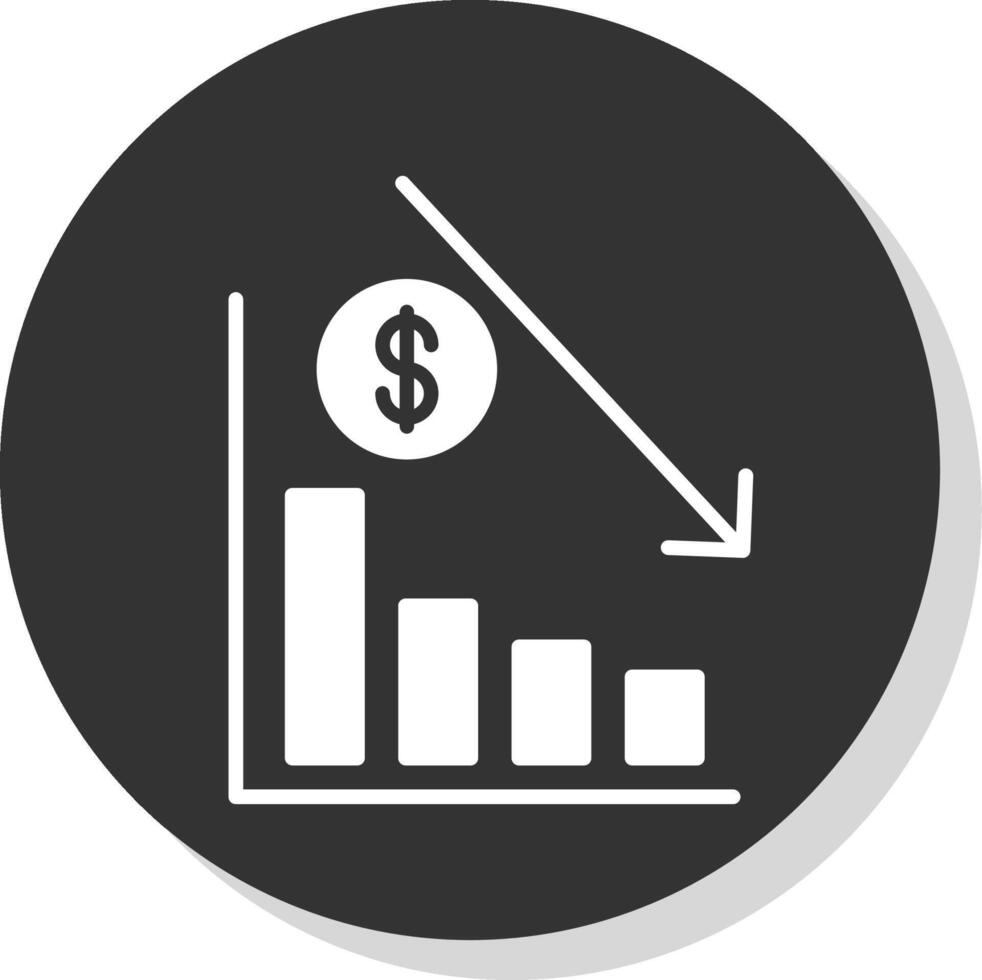 o negócio declínio glifo cinzento círculo ícone vetor