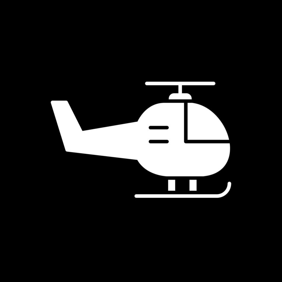 ícone invertido de glifo de helicóptero vetor
