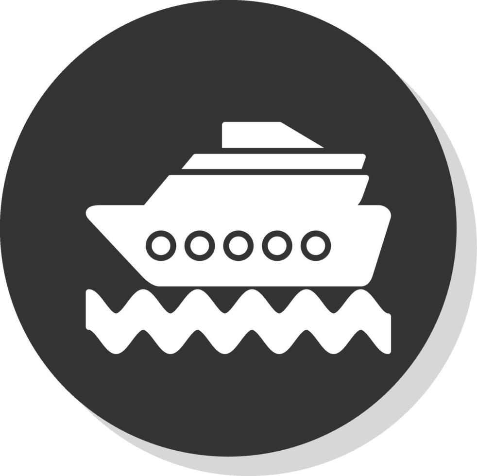 cruzeiro navio glifo cinzento círculo ícone vetor