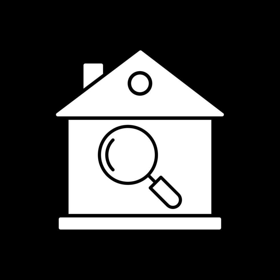 casa inspeção glifo invertido ícone vetor