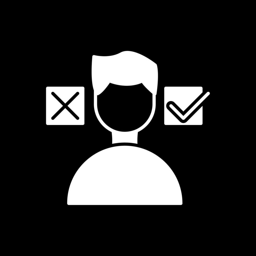 ícone invertido de glifo de tomada de decisão vetor
