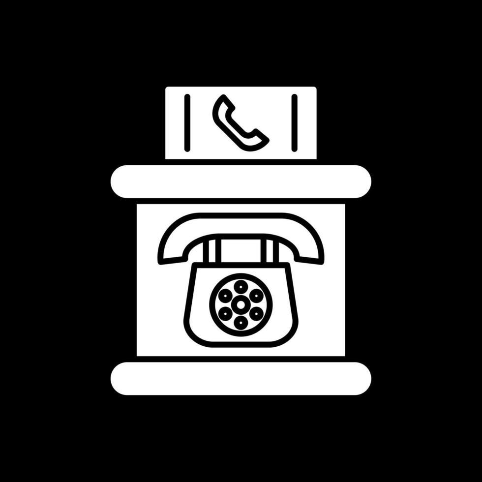 Telefone cabine glifo invertido ícone vetor