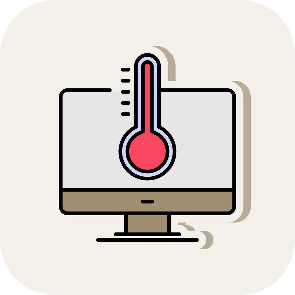 temperatura linha preenchidas branco sombra ícone vetor