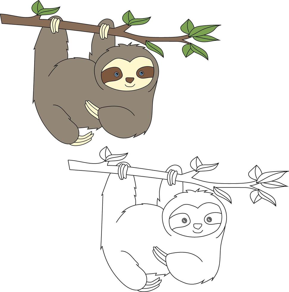 bicho-preguiça clipart definir. desenho animado selvagem animais clipart conjunto para amantes do animais selvagens vetor