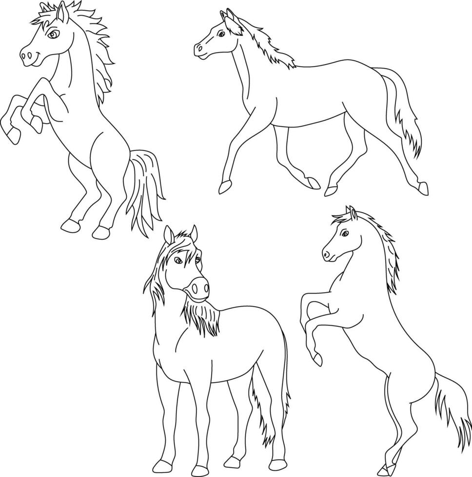 cavalo clipart definir. desenho animado selvagem animais clipart conjunto para amantes do animais selvagens vetor