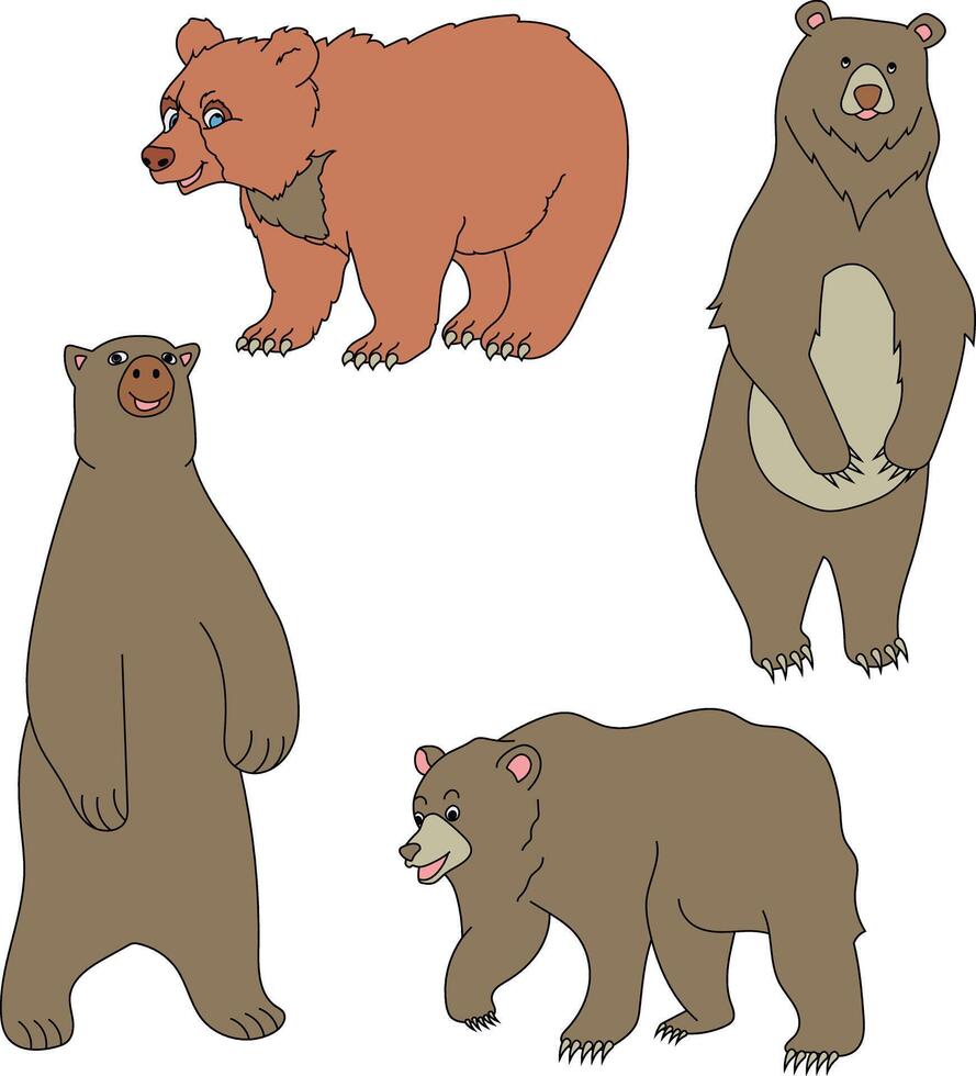 Urso clipart definir. desenho animado selvagem animais clipart conjunto para amantes do animais selvagens vetor