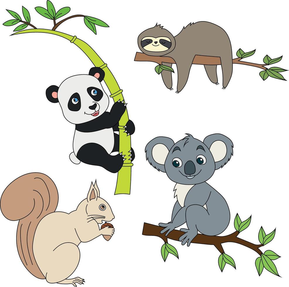 colorida animais clipart definir. desenho animado selvagem animais clipart conjunto para amantes do animais selvagens vetor