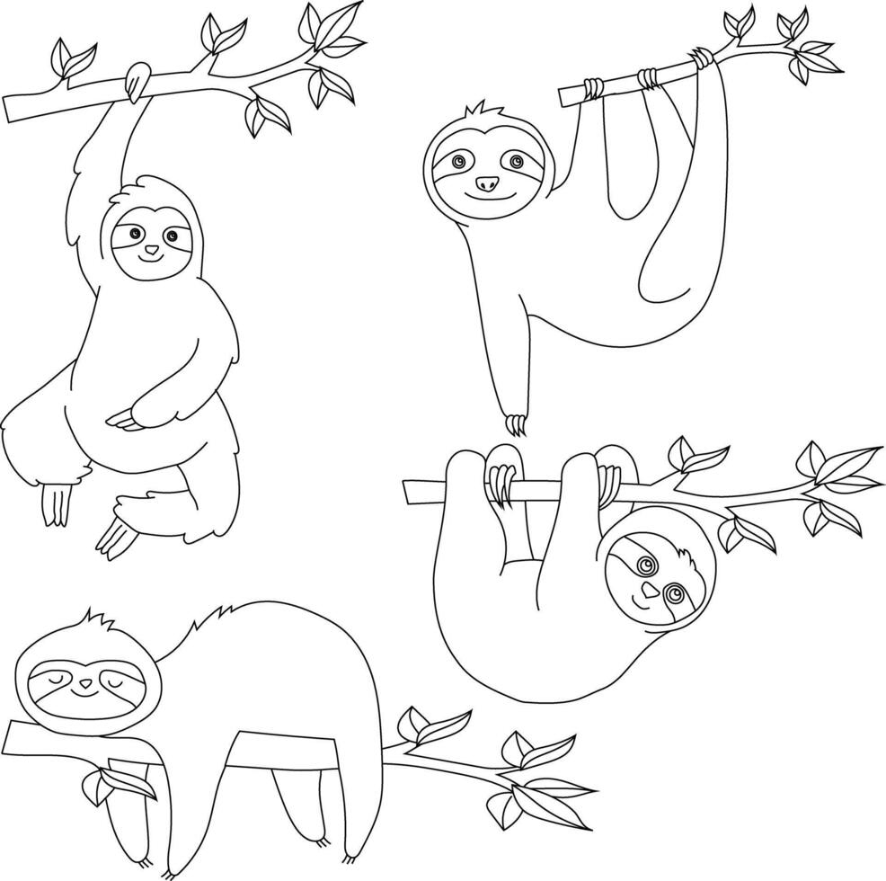 bicho-preguiça clipart definir. desenho animado selvagem animais clipart conjunto para amantes do animais selvagens vetor