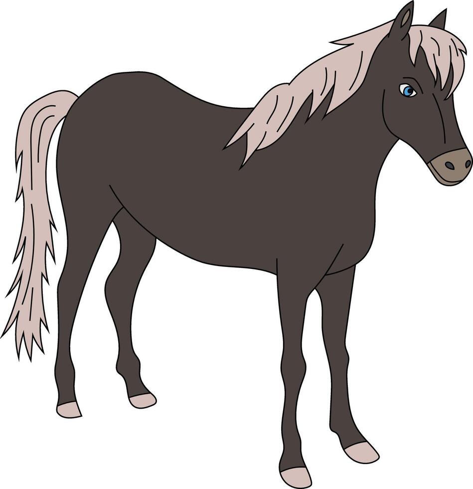 cavalo clipart. rabisco animais clipart. desenho animado selvagem animais clipart para amantes do animais selvagens vetor