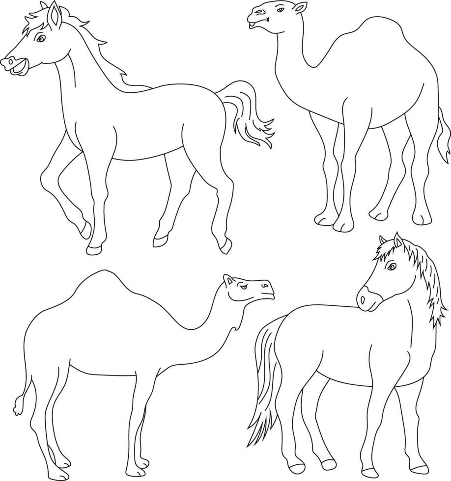 esboço animais clipart definir. desenho animado selvagem animais clipart conjunto para amantes do animais selvagens vetor