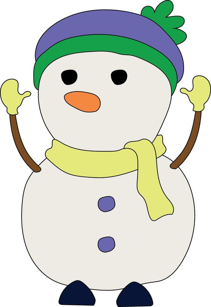 colorida boneco de neve clipart para amantes do inverno temporada. isto inverno tema boneco de neve ternos Natal celebração vetor