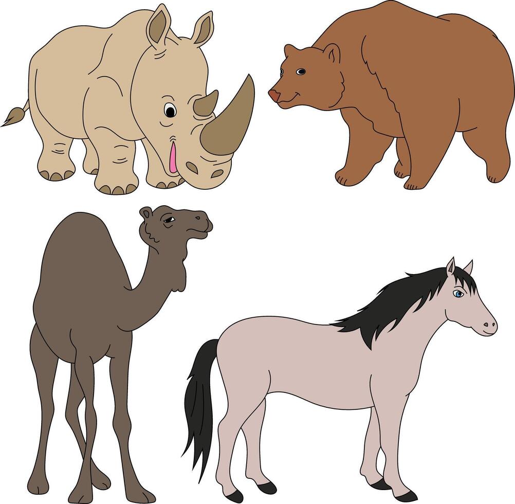 colorida animais clipart definir. desenho animado selvagem animais clipart conjunto para amantes do animais selvagens vetor