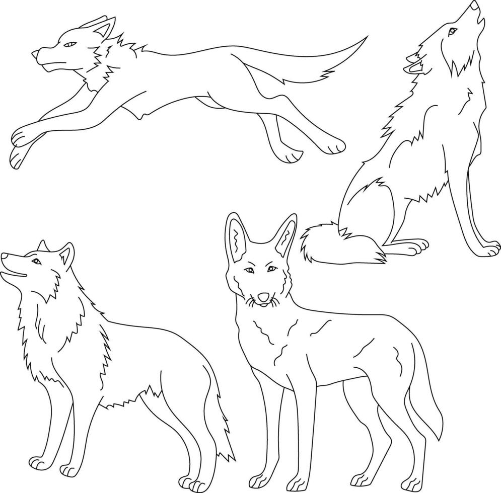 Lobo clipart definir. desenho animado selvagem animais clipart conjunto para amantes do animais selvagens vetor